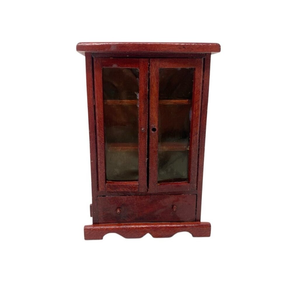 Dollhouse Wood Cherry Display Cabinet Hutch  4.5" Tall Miniature Furniture